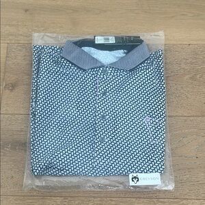 Greyson Blue Polo Shirt with Geometric Pattern